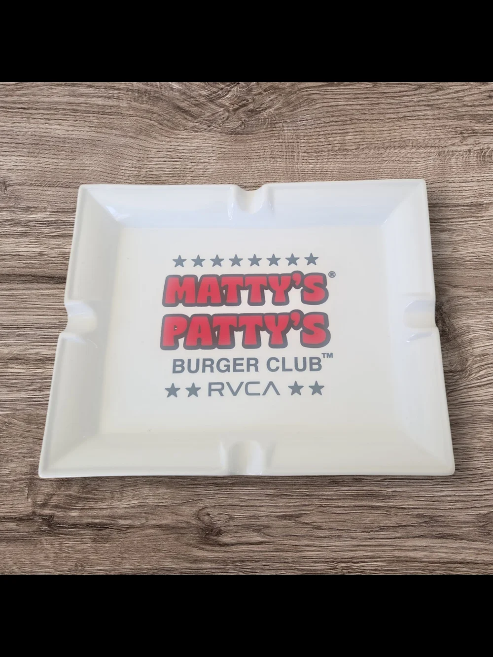 RVCA Matty's Patty's Burger Club White Ceramic Ashtray